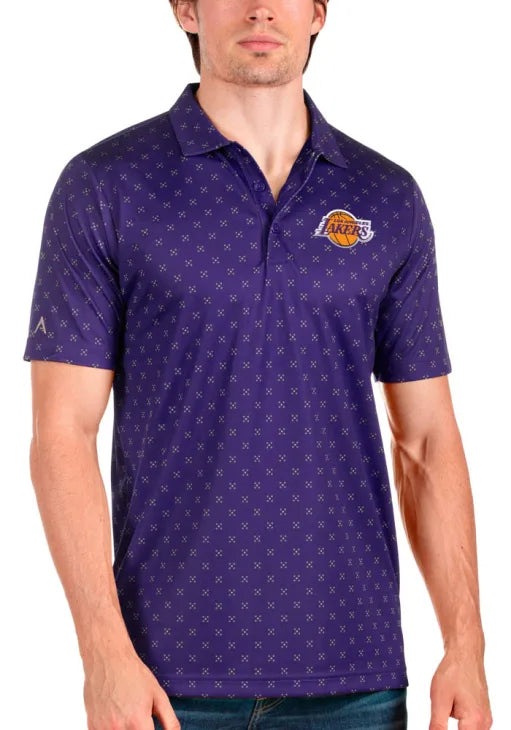 Antigua Los Angeles Lakers Mens Purple Legacy Pique Short Sleeve Polo