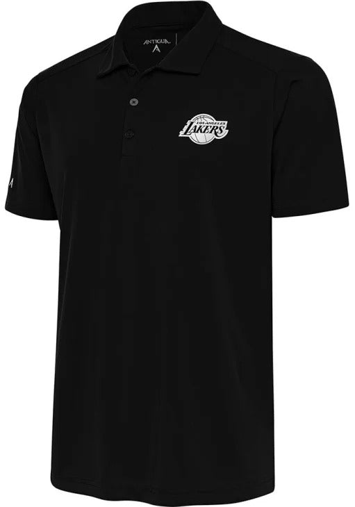 Antigua Los Angeles Lakers Mens Black Metallic Logo Tribute Short Sleeve Polo