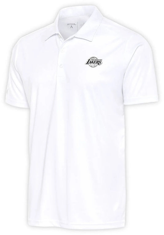Antigua Los Angeles Lakers White Metallic Logo Tribute Big and Tall Polo