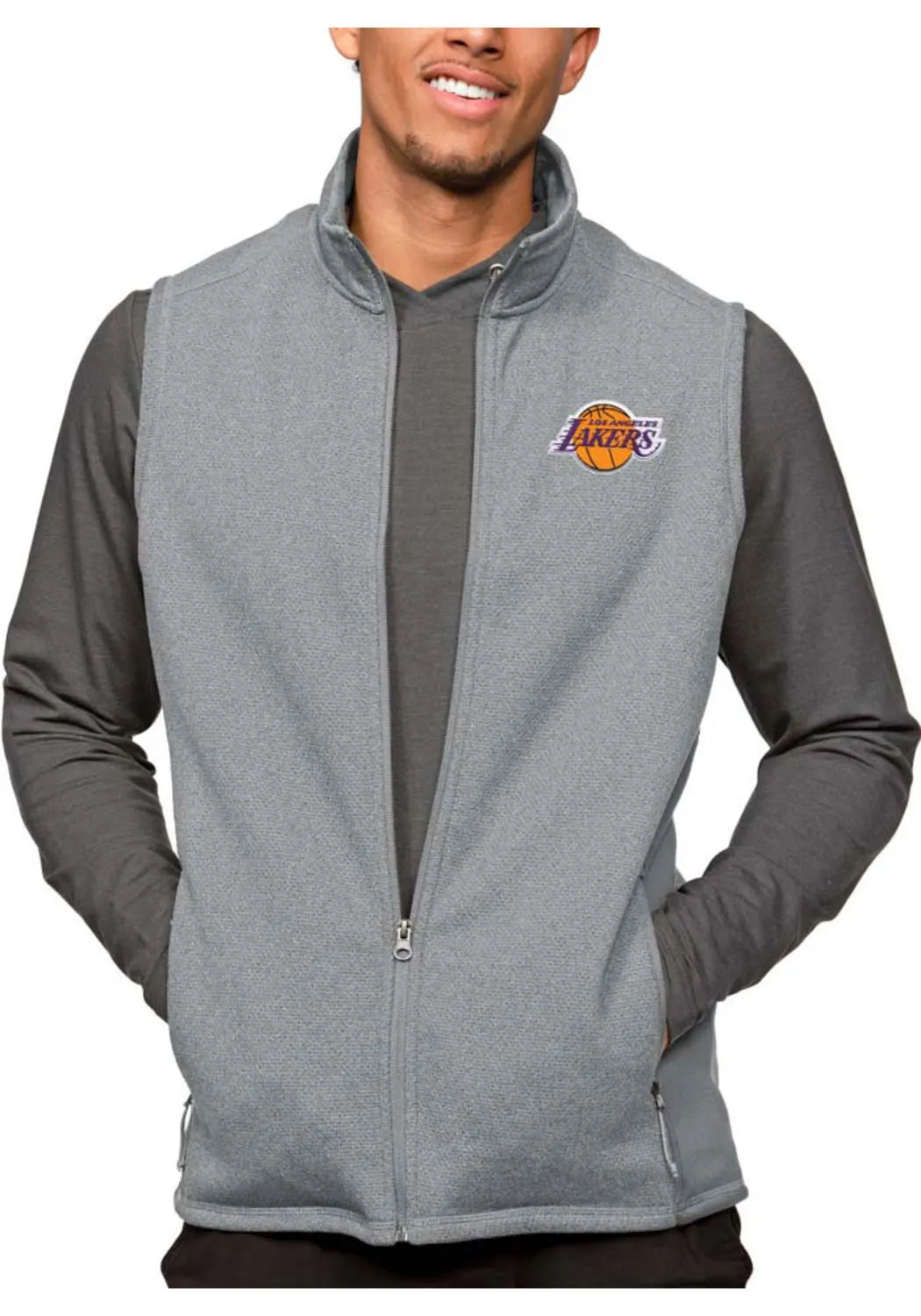 Antigua Los Angeles Lakers Mens Grey Course Sleeveless Jacket