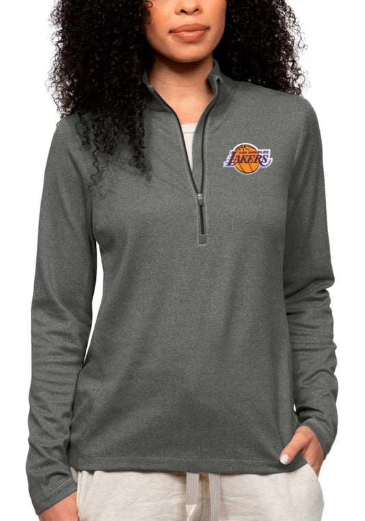 Antigua LA Lakers Womens Charcoal Epic 1/4 Zip Pullover