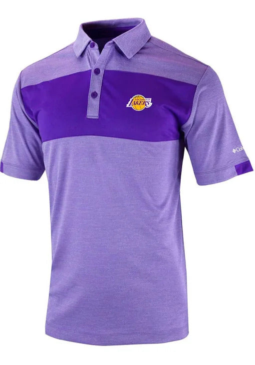 Columbia Los Angeles Lakers Mens Purple Heat Seal Omni Wick Total Control Short Sleeve Polo