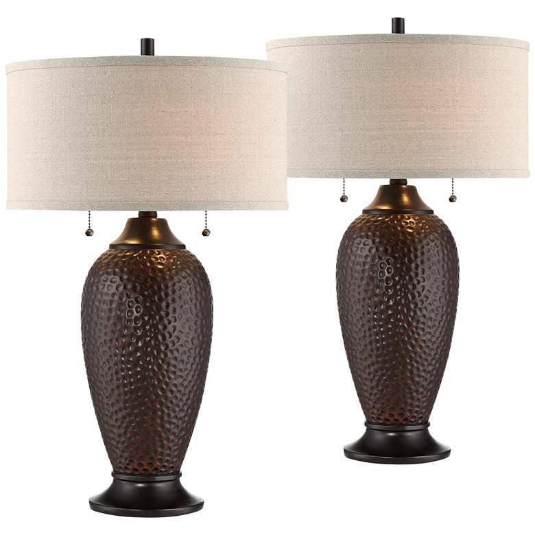 Lamps Plus 360 Lighting Cody 26" Hammered Oiled Bronze Table Lamp Set of 2