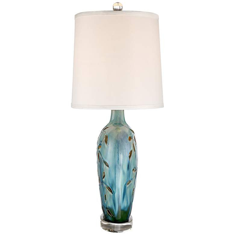 Lamps Plus 360 Lighting Devan Vines 24 1/2" Blue Ceramic Lamp with Night Light