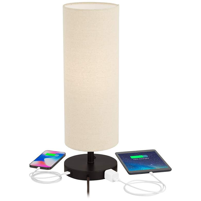 Lamps Plus 360 Lighting Heyburn 20" High Bronze Outlet and USB Table Lamp