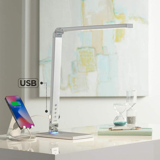 Lamps Plus 360 Lighting Jett Silver Adjustable Modern LED USB Night Light Desk Lamp