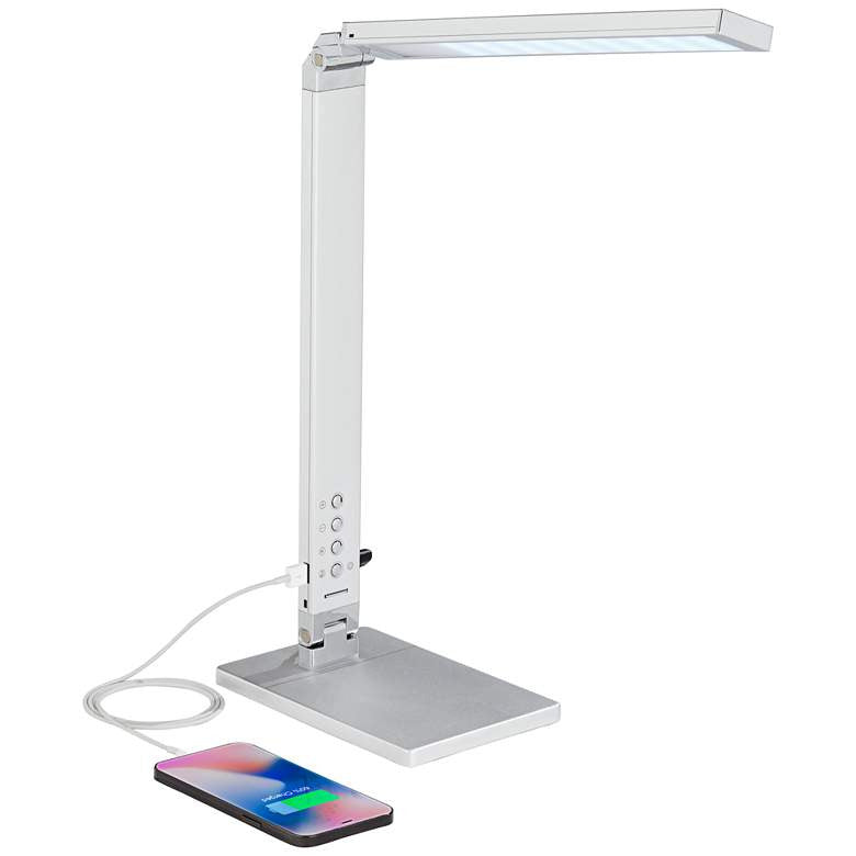Lamps Plus 360 Lighting Jett Silver Adjustable Modern LED USB Night Light Desk Lamp