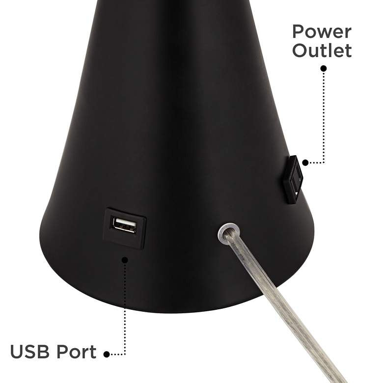 Lamps Plus 360 Lighting Karl 28 1/4" Black Finish Outlet-USB Table Lamps Set of 2