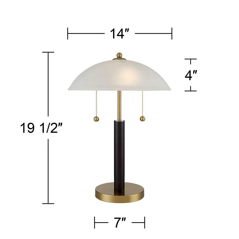 Lamps Plus 360 Lighting Orbital 19 1/2" Wood and Gold Modern Dome Pull Chain Lamp