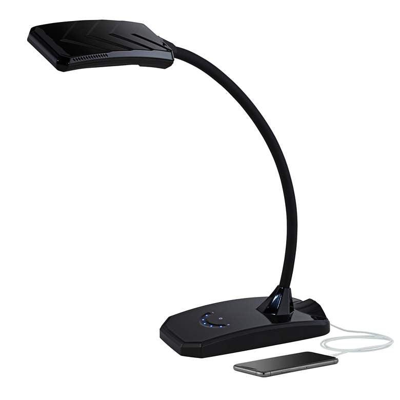 Lamps Plus 360 Lighting Ricky Black Modern Flex Arm Gooseneck LED Light USB Desk Lamp