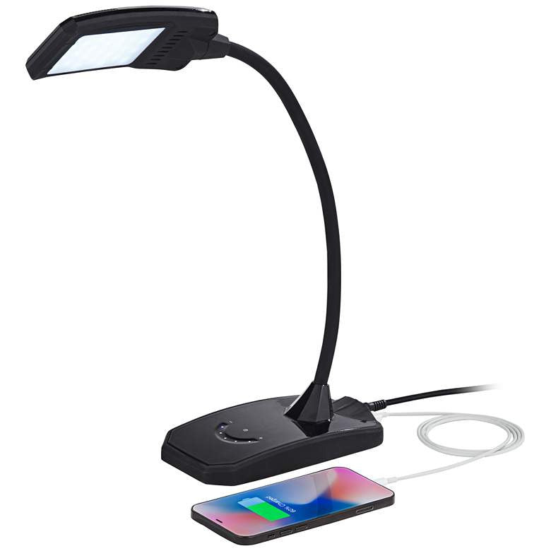 Lamps Plus 360 Lighting Ricky Black Modern Flex Arm Gooseneck LED Light USB Desk Lamp