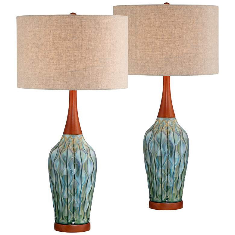 Lamps Plus 360 Lighting Rocco 30" High Blue Teal Ceramic Table Lamps Set of 2
