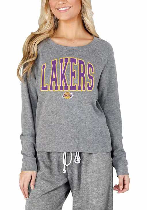 Concepts Sport Los Angeles Lakers Womens Grey Mainstream Crew Sweatshirt