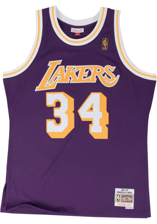 Shaquille O'Neal Los Angeles Lakers Mitchell and Ness 96-97 Road Swingman Jersey