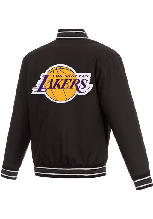 Los Angeles Lakers Mens Black Poly Twill Medium Weight Jacket