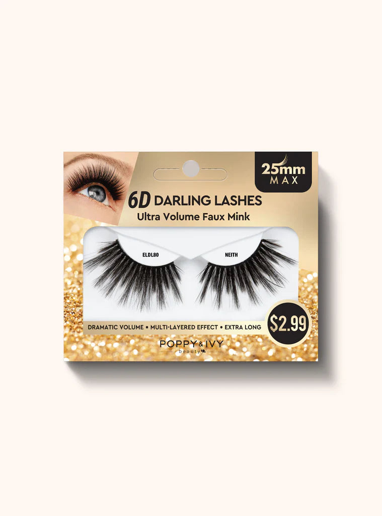 Absolute New York Women's Poppy & Ivy 6D Darling Lashes 25mm Eyelashes- Ultra Volume Faux Mink