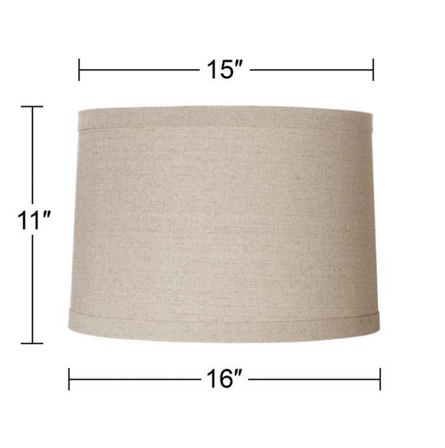 Lamps Plus Springcrest Natural Linen Drum Shades 15x16x11 (Spider) Set of 2