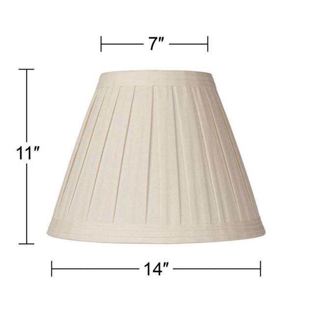 Lamps Plus Springcrest Creme Linen Box Pleat Lamp Shades 7x14x11 (Spider) Set of 2