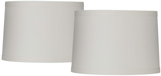 Lamps Plus Off-White Linen Set of 2 Drum Lamp Shades 15x16x11 (Spider)