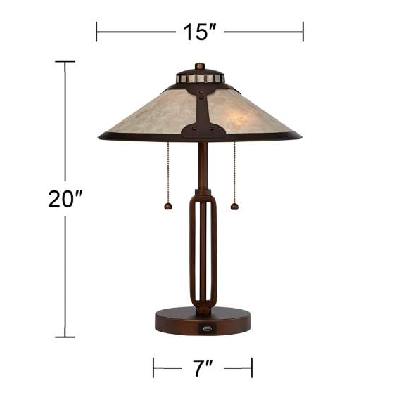 Lamps Plus Franklin Iron Works Samuel 20" Mica and Bronze Pull Chain USB Lamp