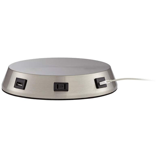 Lamps Plus Charging USB-Outlet Touch Sensor Nickel Finish Workstation Base for Lamps