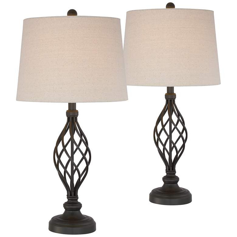 Lamps Plus Franklin Iron Works Annie 28" Open Scroll Iron Bronze Lamps Set of 2