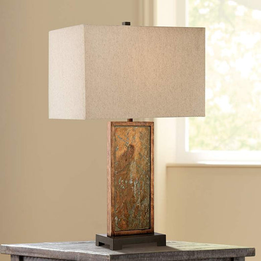 Lamps Plus Franklin Iron Works Yukon 30" High Natural Stone Slate Table Lamp