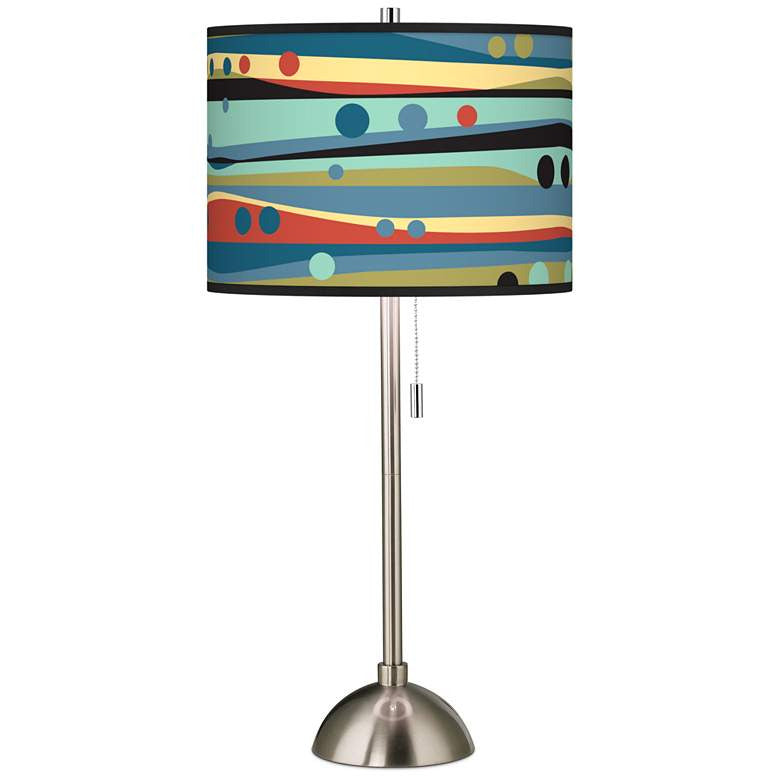 Lamps Plus Giclee Glow 28" High Retro Dots and Waves Brushed Nickel Table Lamp