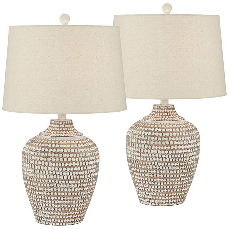 Lamps Plus Pacific Coast Lighting Alese Earth Textured Dot Jug Table Lamps Set of 2