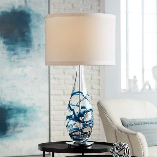 Lamps Plus Pacific Coast Lighting Indigo Swirl 33 1/2" Blue Art Glass Table Lamp