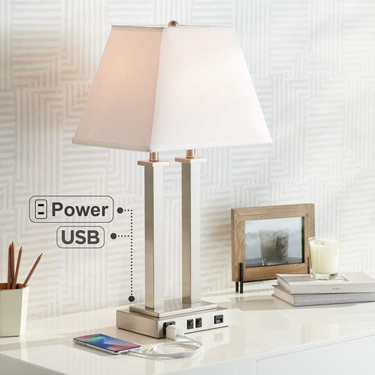 Lamps Plus Possini Euro Amity 26" High Desk Lamp with USB Port and Outlet