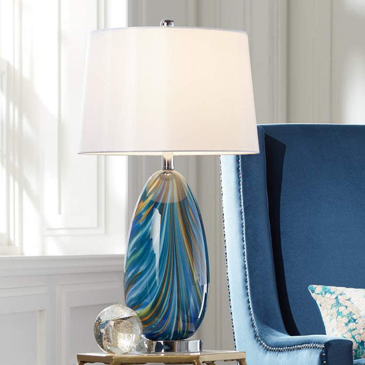 Lamps Plus Possini Euro Pablo 27" Modern Blue Art Glass Table Lamp