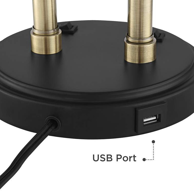 Lamps Plus Possini Euro Sentry 23" Black Antique Brass Desk Lamp with USB Port
