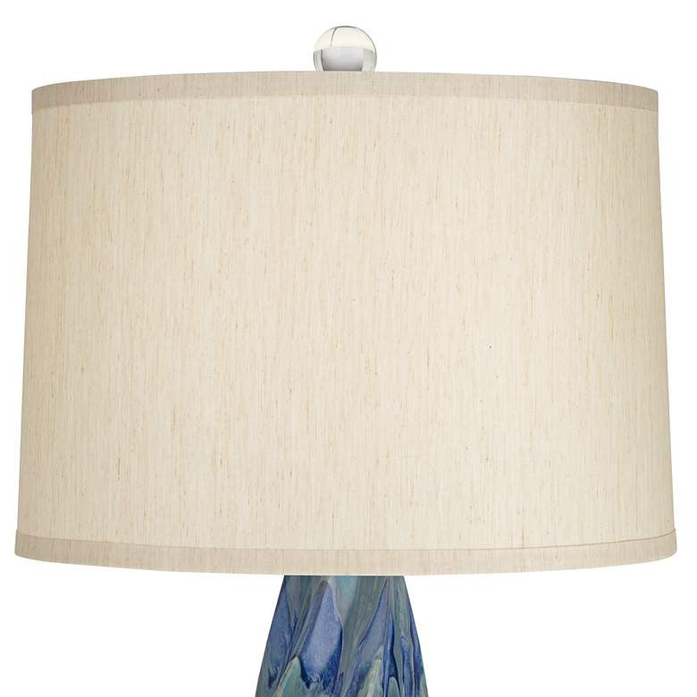 Lamps Plus Possini Euro Teresa 31" Coastal Teal Blue Drip Ceramic Table Lamp