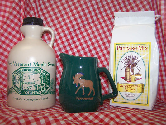 Sugarbush Farm Vermont Maple Syrup, Pancake Mix & Ceramic Pitcher