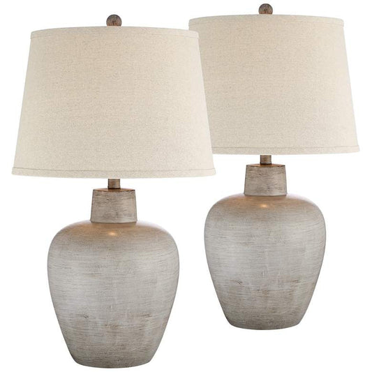 Lamps Plus Regency Hill Glenn Dappled Beige Southwest Style Pot Table Lamps Set of 2