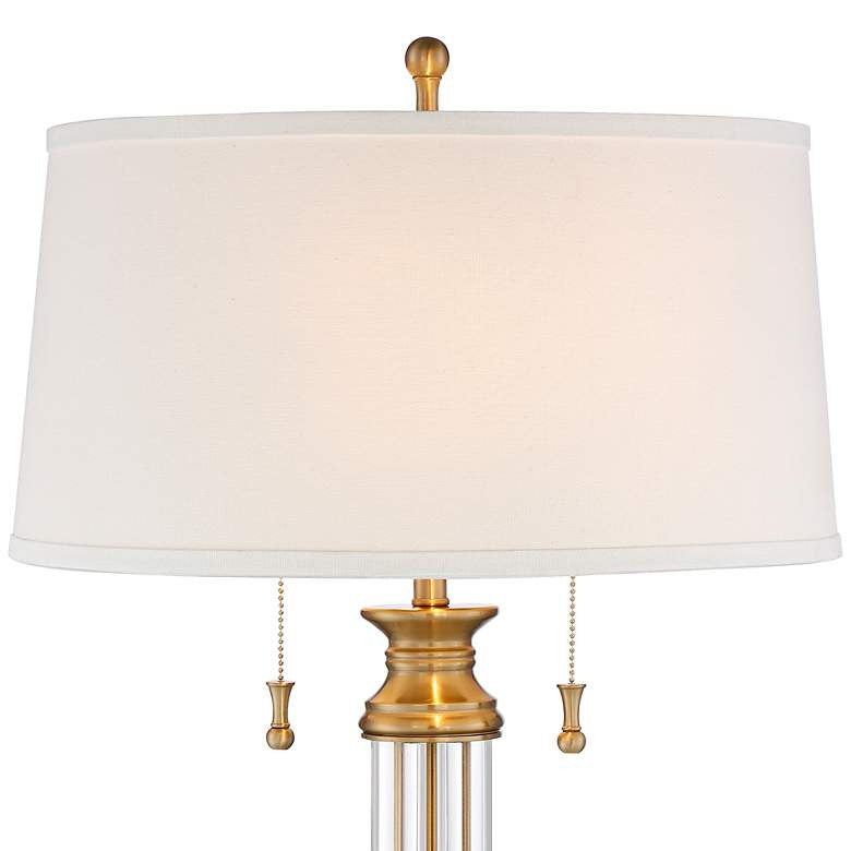 Lamps Plus Vienna Full Spectrum Rolland Brass and Glass Column Table Lamps Set of 2